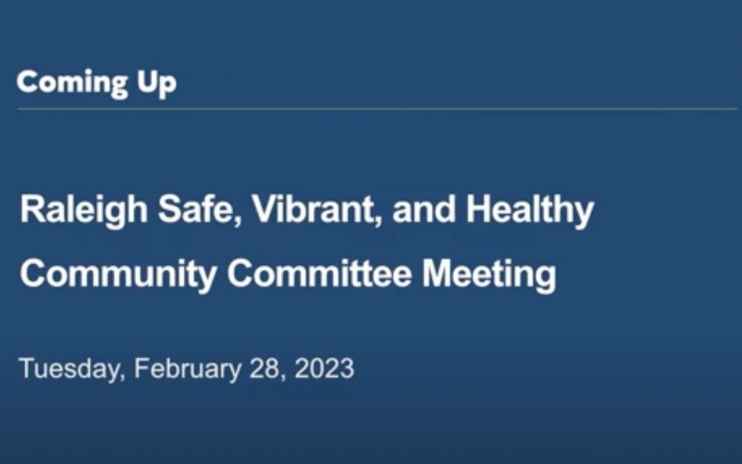 Safe, Vibrant & Healthy Community Committee Report – February 28, 2023