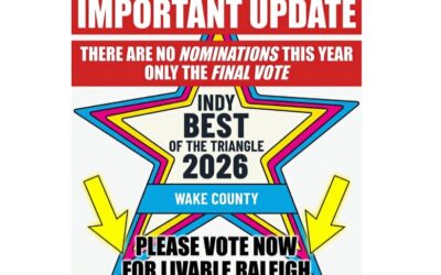 Important Update INDY Best of Wake County. The FINAL VOTE is NOW!